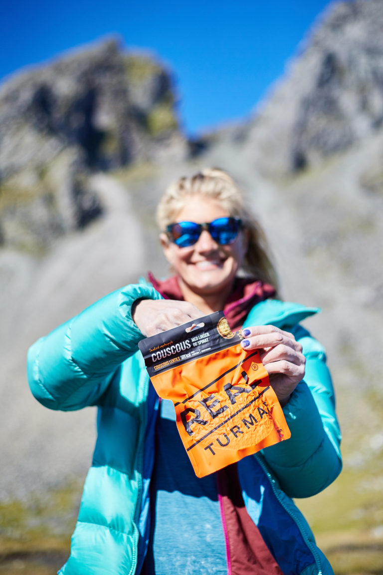 Svana enjoying Real Turmat in the sunshite