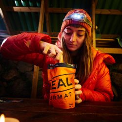 Julia digging in to dinner